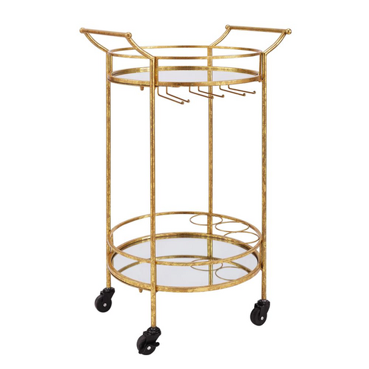 Round Gold Metal Bar Cart
