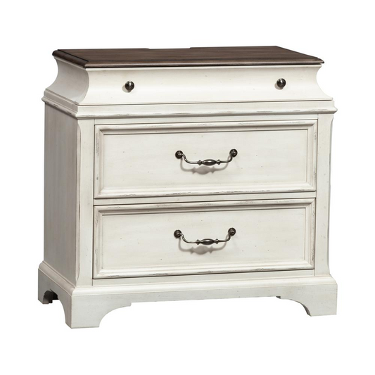 Accent Chest, Porcelain White Finish w/ Churchill Brown Tops