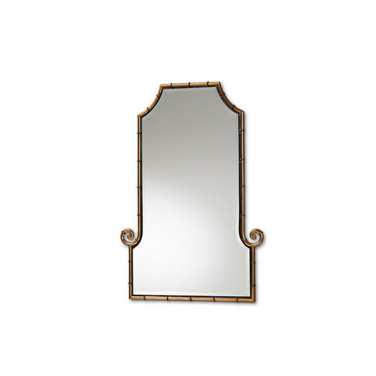Baxton Studio Layan Glamourous Hollywood Regency Style Gold Finished Metal Bamboo Inspired Accent Wall Mirror