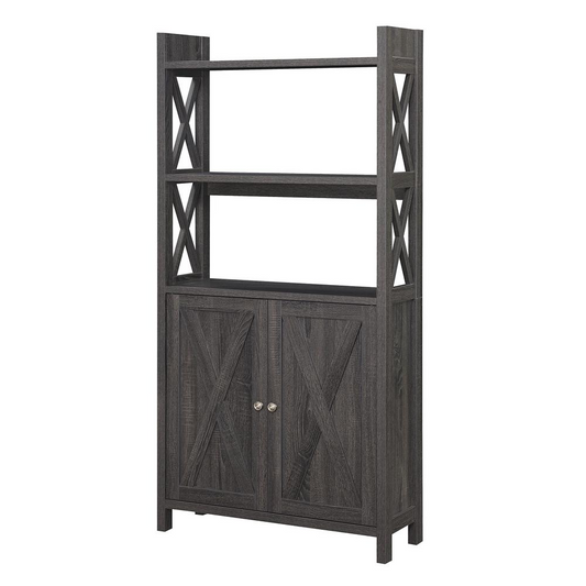 Oxford Kitchen Dining Storage Cabinet with Shelves Gray Weathered Gray