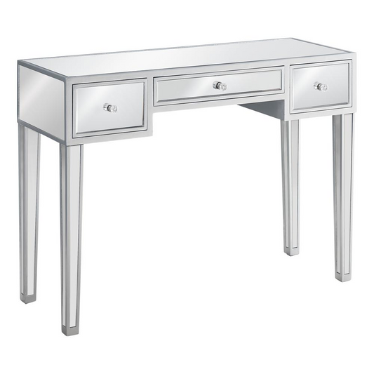 Accent Table, 42"L / Mirror / Silver With Storage