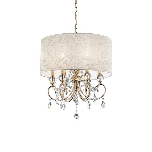 24.5" In Aurora Barocco Shade Crystal Gold Ceiling Lamp