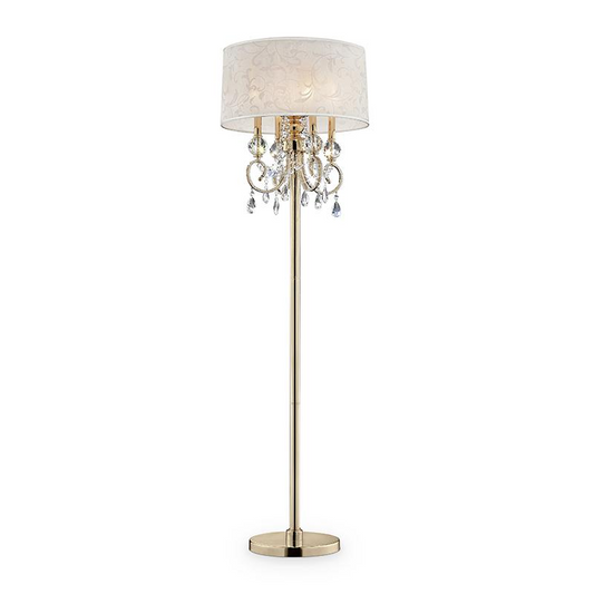 63" In Aurora Barocco Shade Crystal Gold Floor Lamp