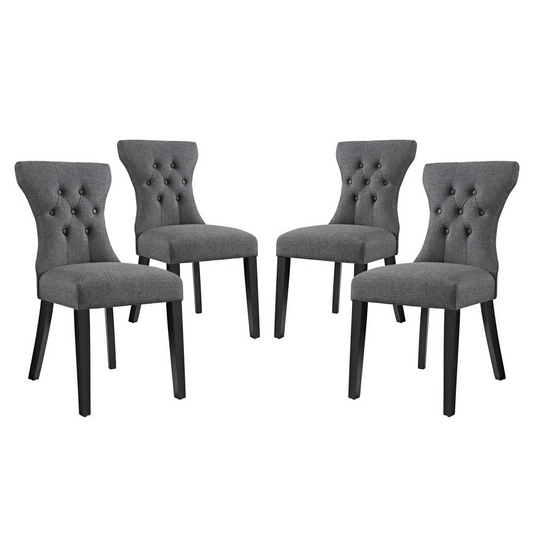 Silhouette Dining Side Chairs Upholstered Fabric Set of 4 - Gray EEI-3328-GRY
