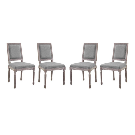Court Dining Side Chair Upholstered Fabric Set of 4 - Light Gray EEI-3501-LGR